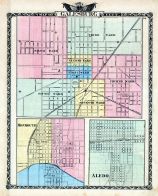 Galesbury City of Map, Monmouth, Aledo, Illinois State Atlas 1876
